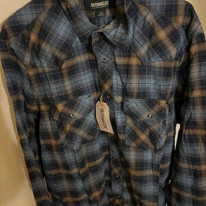 Outdoor Life Men's Western Flannel Shirt - Plaid, Size: Large, Ensign Blue